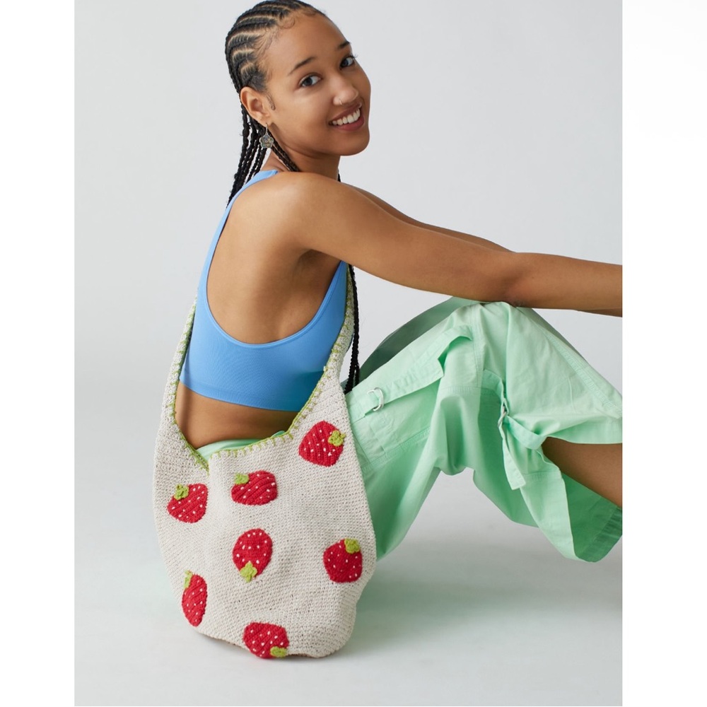 Urban Outfitters Strawberry Woven Crotchet Crossbody Bag